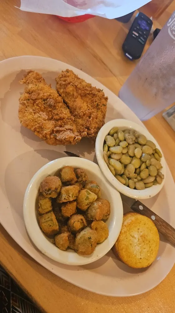 Fried Chicken Lima Beans and Fried Okra